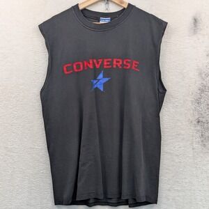 VTG Converse Sleeveless Shirt Men's Large Black Streetwear Grunge USA Made 90s